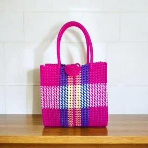 রাঙ্গামাটির হাতবোনা ঝুড়ি ব্যাগ টিফিন ক্যারিয়ার ছোট সাইজ পিংক রঙ rangaghorbd