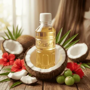 খাঁটি নারিকেল তেল চুলের যত্নে জবা ফুল ও আমলকি সহ rangaghorbd