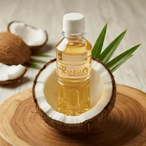 খাঁটি নারিকেল তেল বোতলে নারিকেলের খোলে rangaghorbd